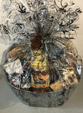 Gourmet Snack Gift Basket is filled with local tortilla chips and salsa, crackers and chutney, fudge, chocolate pretzels, cookies and more. 