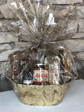Gourmet Snack Gift Basket with local salsa, tortilla chips, crackers and chutney, fudge, cookies and more. 