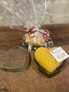 Beeswax Candle w/ Glass Heart